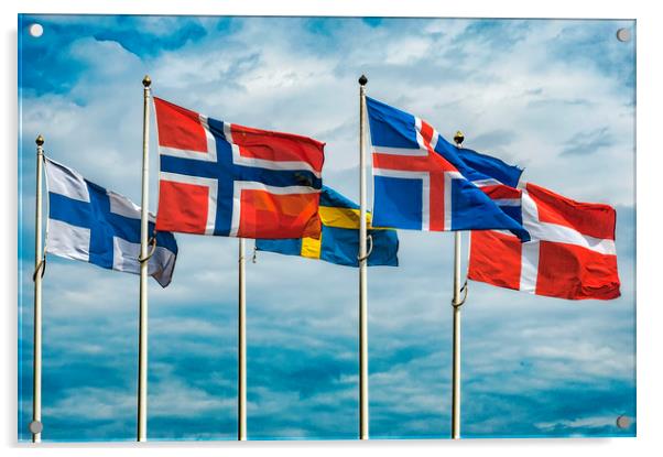Flags of Scandinavia Acrylic by Antony McAulay