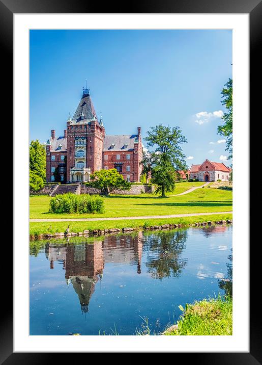 Trollenas Castle With Reflection Framed Mounted Print by Antony McAulay