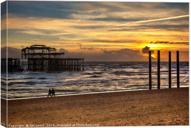 Sunset Over The West Pier Canvas Print by Ian Lewis