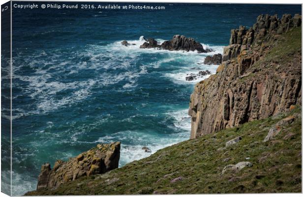 Cliffs at Land's End in Cornwall Canvas Print by Philip Pound