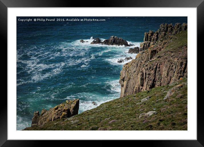 Cliffs at Land's End in Cornwall Framed Mounted Print by Philip Pound