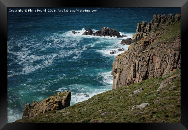 Cliffs at Land's End in Cornwall Framed Print by Philip Pound