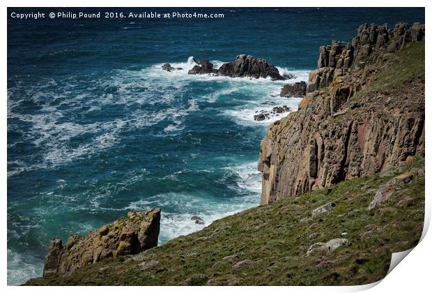 Cliffs at Land's End in Cornwall Print by Philip Pound