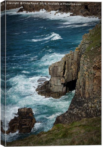 Cliffs at Land's End Canvas Print by Philip Pound
