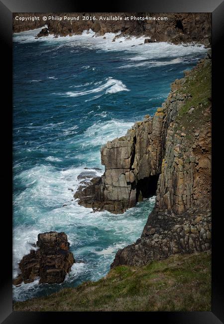 Cliffs at Land's End Framed Print by Philip Pound
