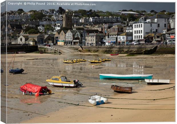 St Ives in Cornwall at Low Tide Canvas Print by Philip Pound