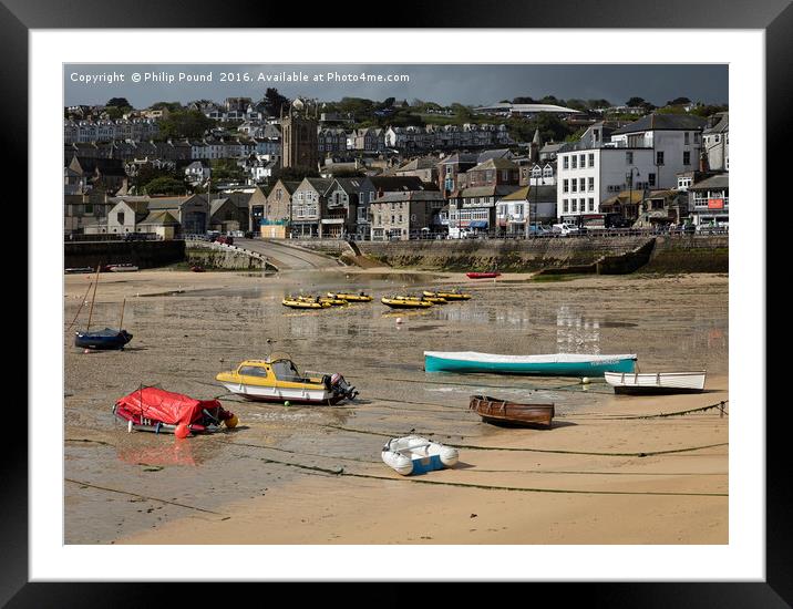 St Ives in Cornwall at Low Tide Framed Mounted Print by Philip Pound