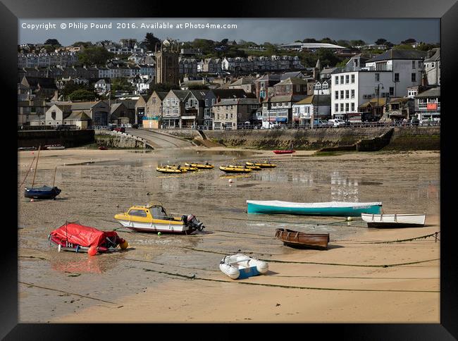 St Ives in Cornwall at Low Tide Framed Print by Philip Pound