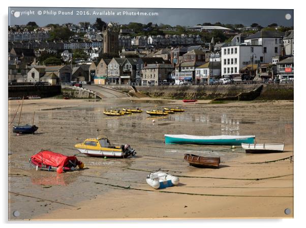 St Ives in Cornwall at Low Tide Acrylic by Philip Pound
