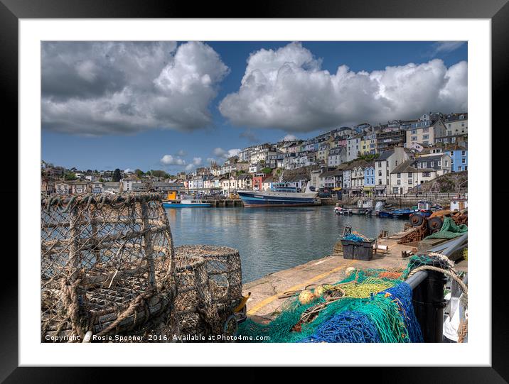 Lobster pots on the quay at Brixham Framed Mounted Print by Rosie Spooner