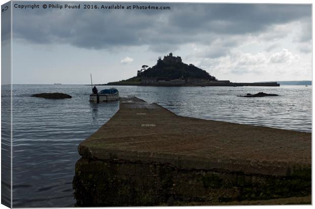 Boat leaves the mainland for St Michael's Mount Canvas Print by Philip Pound