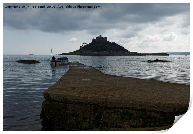 Boat leaves the mainland for St Michael's Mount Print by Philip Pound