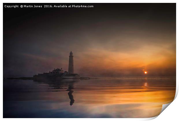Full Tide Dawn at St Mary's Lighthouse Print by K7 Photography