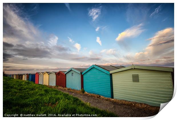 Frinton On Sea Beach Hut Sky Print by matthew  mallett