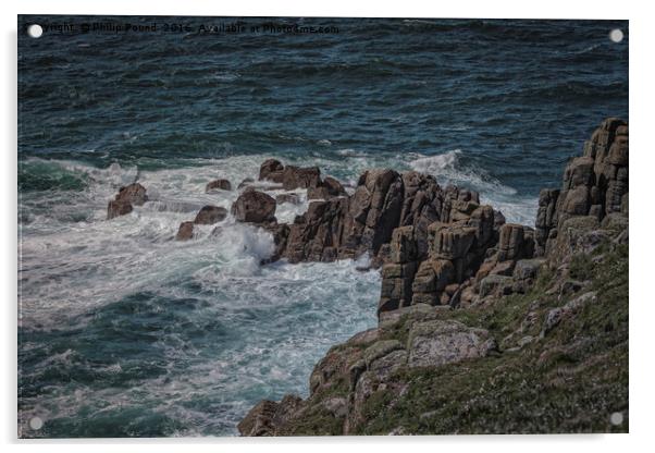 Cornwall Coast Rocks Acrylic by Philip Pound