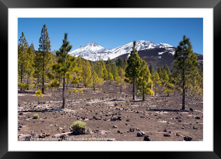Lava Fields and Trees, El Teide, Tenerife Framed Mounted Print by Kasia Design
