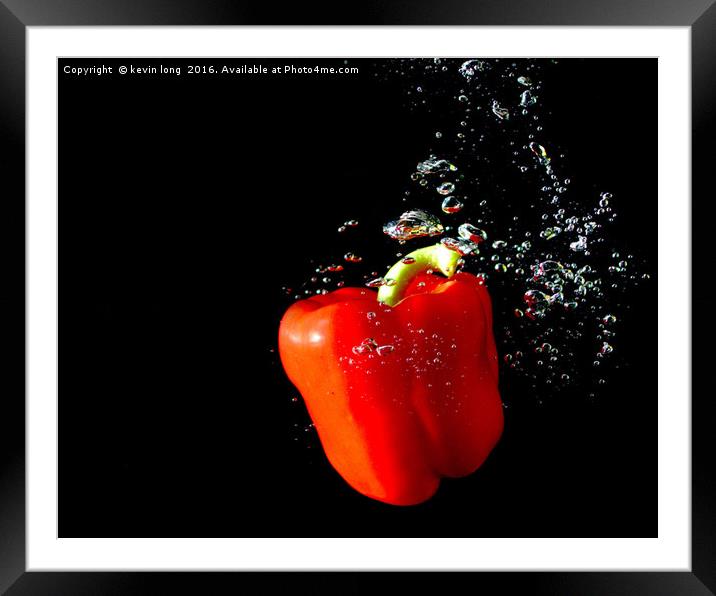 high speed photography peppers  Framed Mounted Print by kevin long