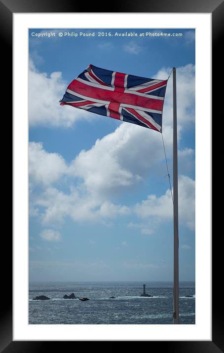 Union Jack at Land's End Framed Mounted Print by Philip Pound