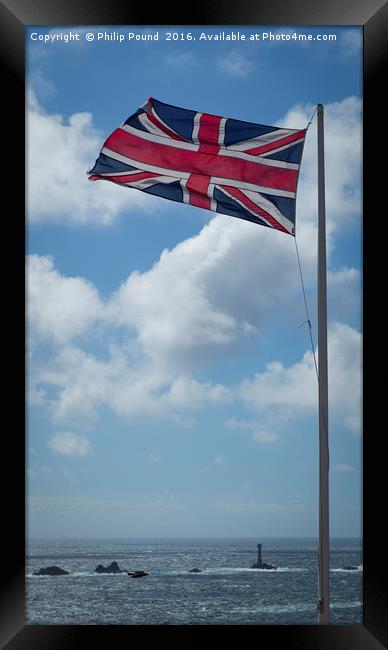 Union Jack at Land's End Framed Print by Philip Pound