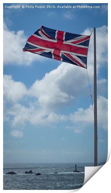 Union Jack at Land's End Print by Philip Pound