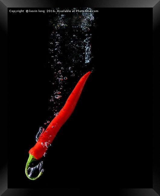 high speed photography with peppers  Framed Print by kevin long