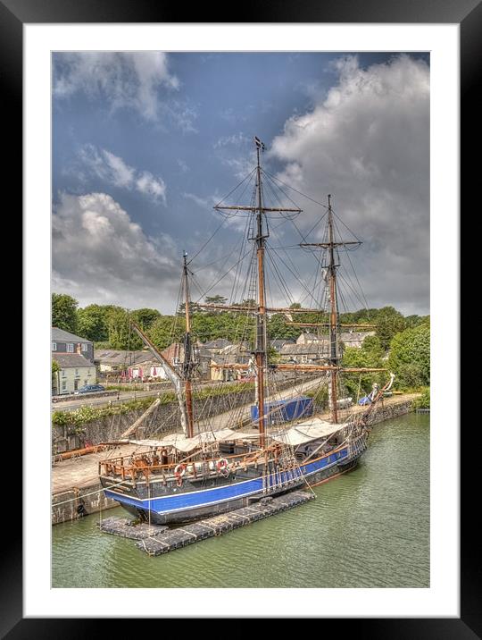 Square-Rigged ship Charlestown St Austell Cornwall Framed Mounted Print by Mike Gorton