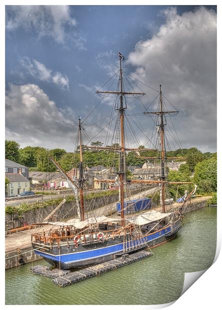 Square-Rigged ship Charlestown St Austell Cornwall Print by Mike Gorton