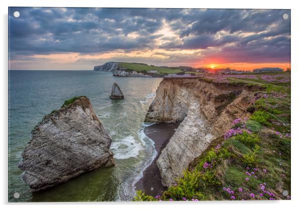 Freshwater Bay Sunset Acrylic by Wight Landscapes