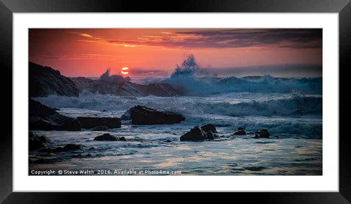 North Devon sunset Framed Mounted Print by Steve Walsh