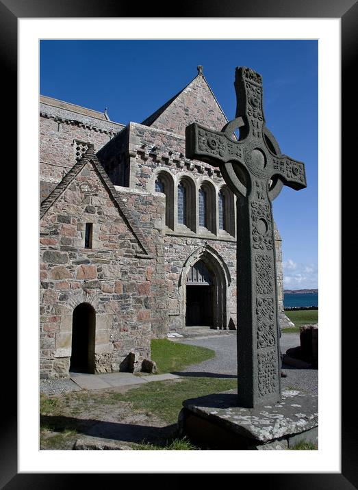 Iona Abbey and Celtic Cross Framed Mounted Print by Jacqi Elmslie