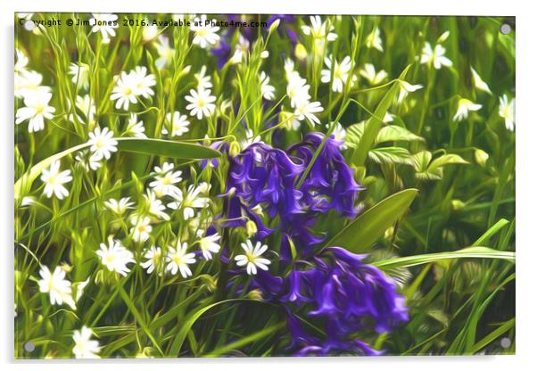 Artistic Greater Stitchwort and Bluebells Acrylic by Jim Jones