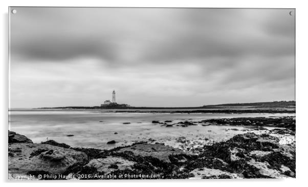 St. Mary's Lighthouse in Mono Acrylic by Naylor's Photography