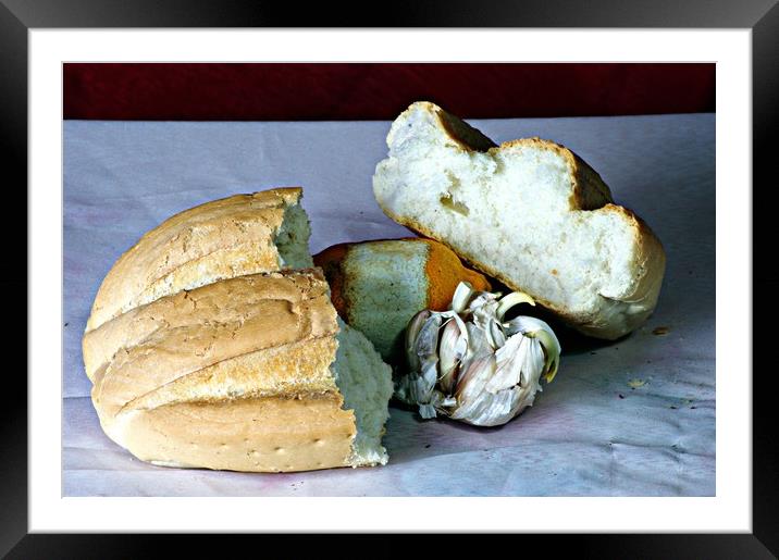 Bread and garlic Framed Mounted Print by Jose Manuel Espigares Garc