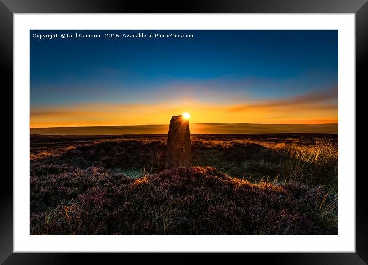 Moorland Standing Stone Framed Mounted Print by Neil Cameron