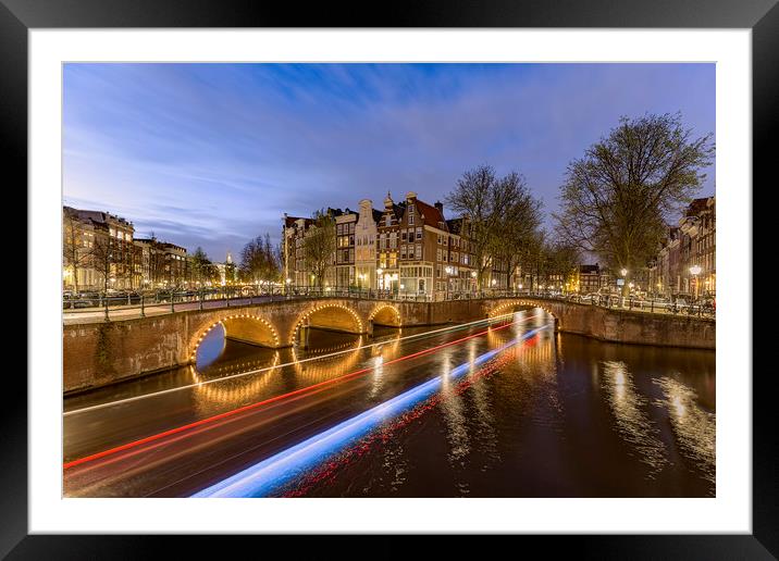Amsterdam canal by night Framed Mounted Print by Ankor Light