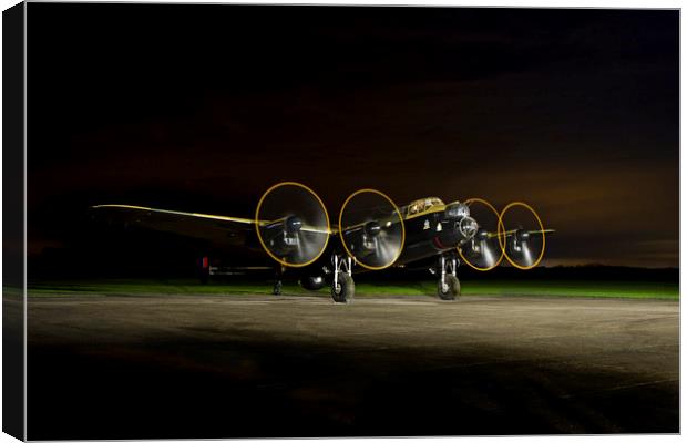 Avro Lancaster "Just Jane" Nighttime Engine Run Canvas Print by Matthew Toms