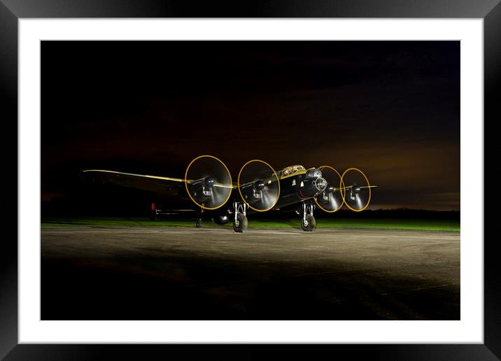 Avro Lancaster "Just Jane" Nighttime Engine Run Framed Mounted Print by Matthew Toms