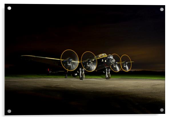 Avro Lancaster "Just Jane" Nighttime Engine Run Acrylic by Matthew Toms