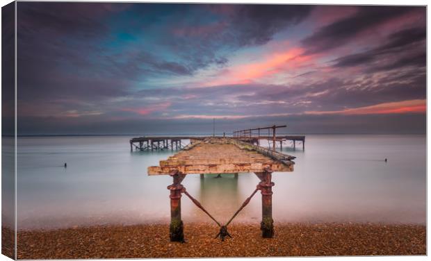 Fort Victoria Pier sunset Canvas Print by Wight Landscapes