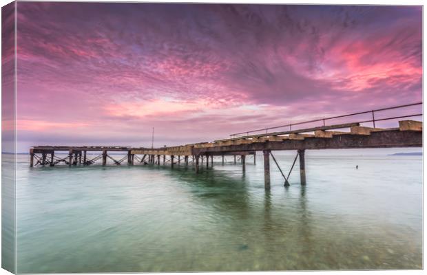 Victoria Pier Sunset Canvas Print by Wight Landscapes