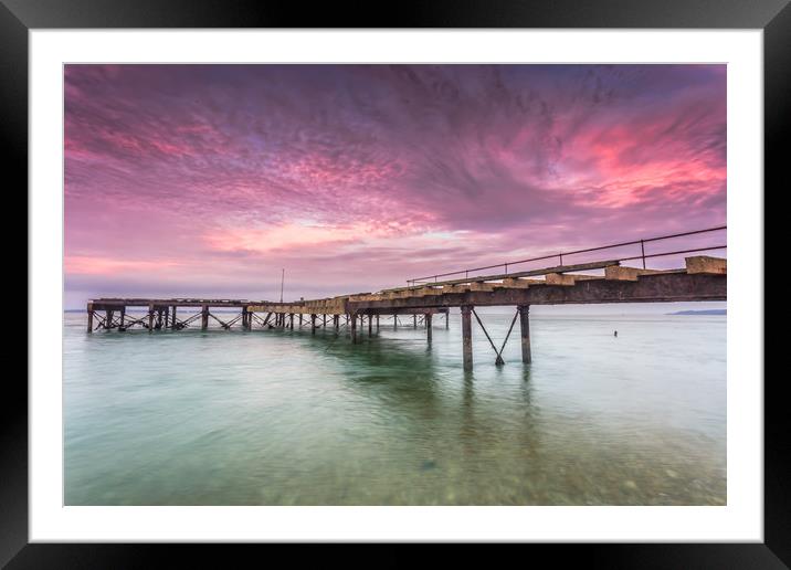 Victoria Pier Sunset Framed Mounted Print by Wight Landscapes