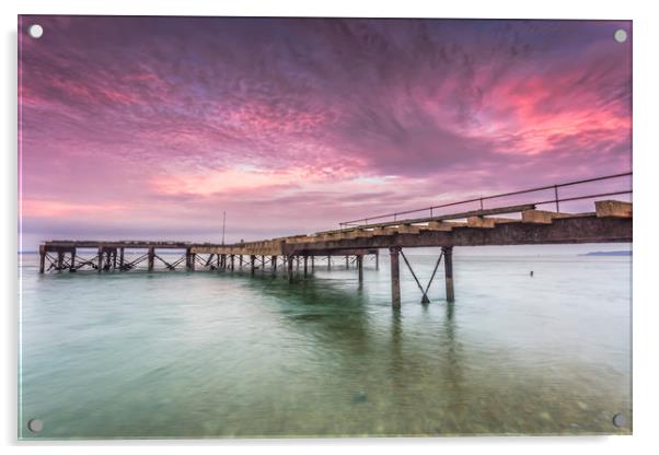Victoria Pier Sunset Acrylic by Wight Landscapes