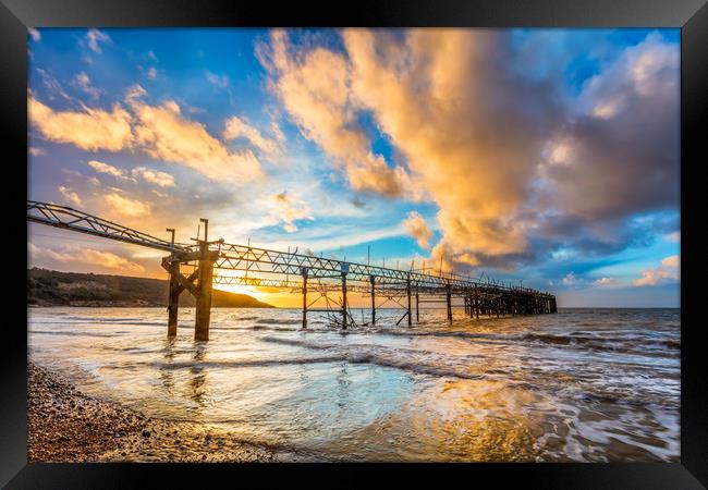 Totland Pier Sunset 2 Framed Print by Wight Landscapes