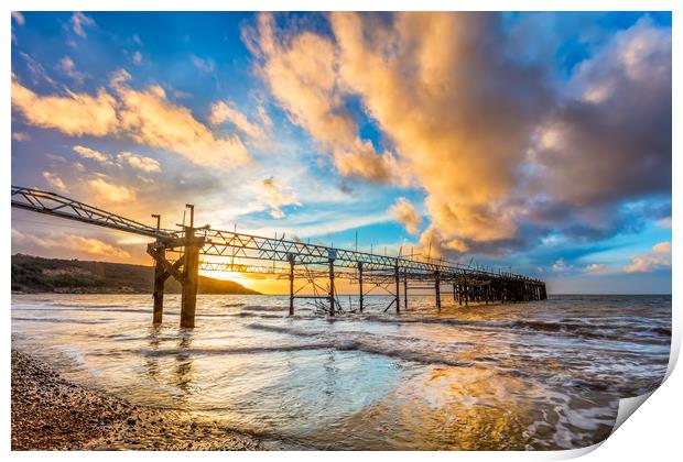 Totland Pier Sunset 2 Print by Wight Landscapes