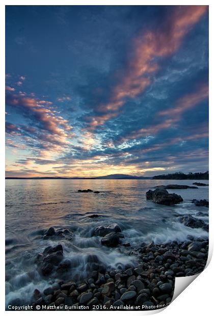 Sunset over Mount Wellington  Print by Matthew Burniston