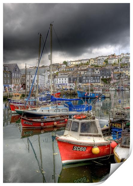 Mevagissey Inner harbour Cornwall Print by Mike Gorton