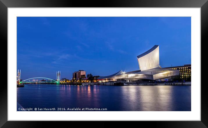 Salford Quays, Lowry, Imperial War Museum Panorama Framed Mounted Print by Ian Haworth
