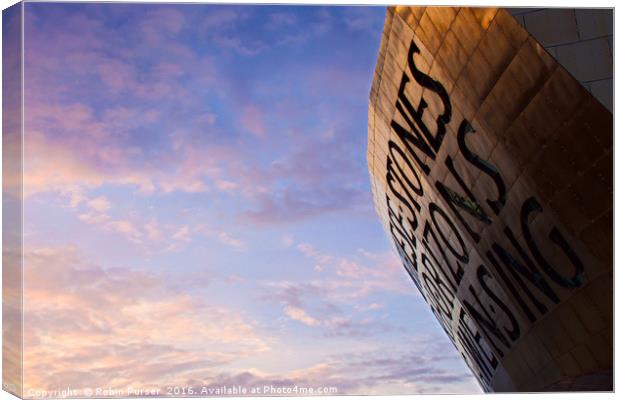 Sunset over the Wales Millennium Centre Canvas Print by Robin Purser