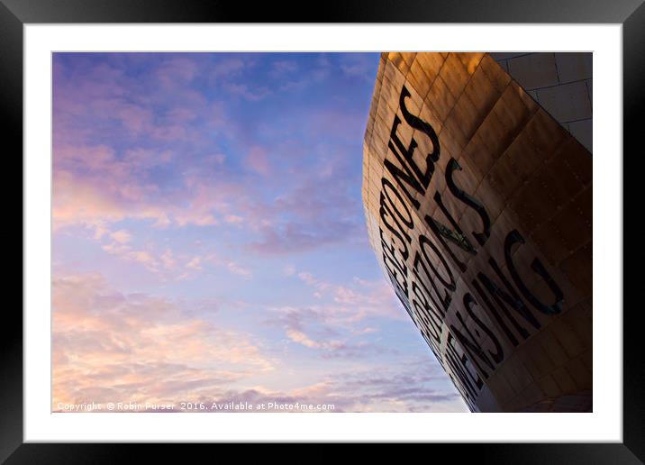 Sunset over the Wales Millennium Centre Framed Mounted Print by Robin Purser