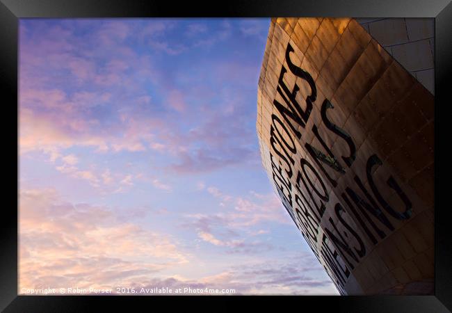 Sunset over the Wales Millennium Centre Framed Print by Robin Purser